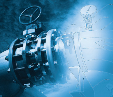 A graphic representation of water pipes and a schematic overlayed